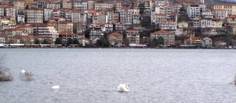 Kastoria to jedno z najbogatszych greckich miast. Słynie z produkcji futer z norek. (Fot. Dorota Kamińska) Jezioro Kastoria w Grecji