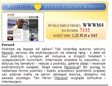 Peron4 otrzymał wyróżnienie od tygodnika Wprost.